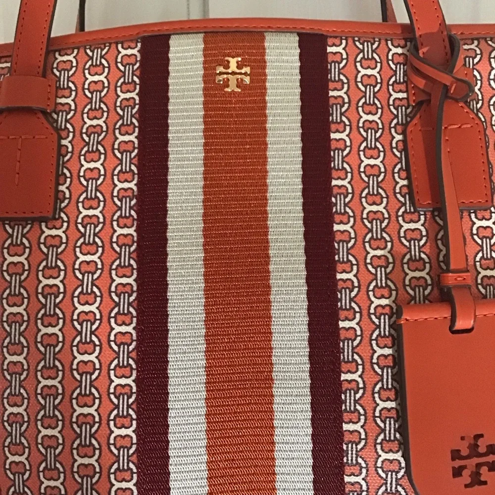 Tory Burch large Gemini link tote bag orange